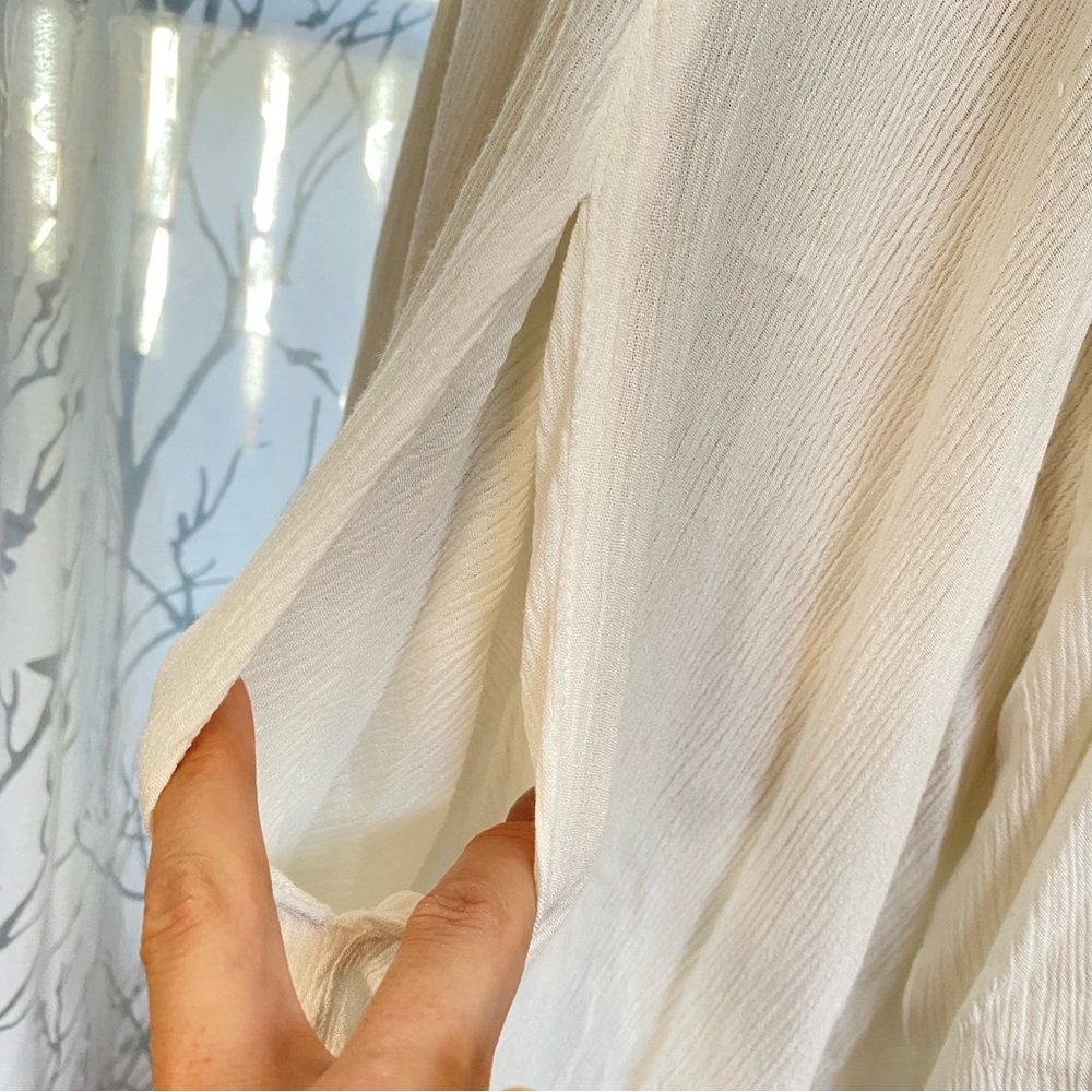 MYRAH PENALOZA WHITE SHORT KUNDALINI GOWN DRESS button up collar long sleeve - Picture 9 of 15